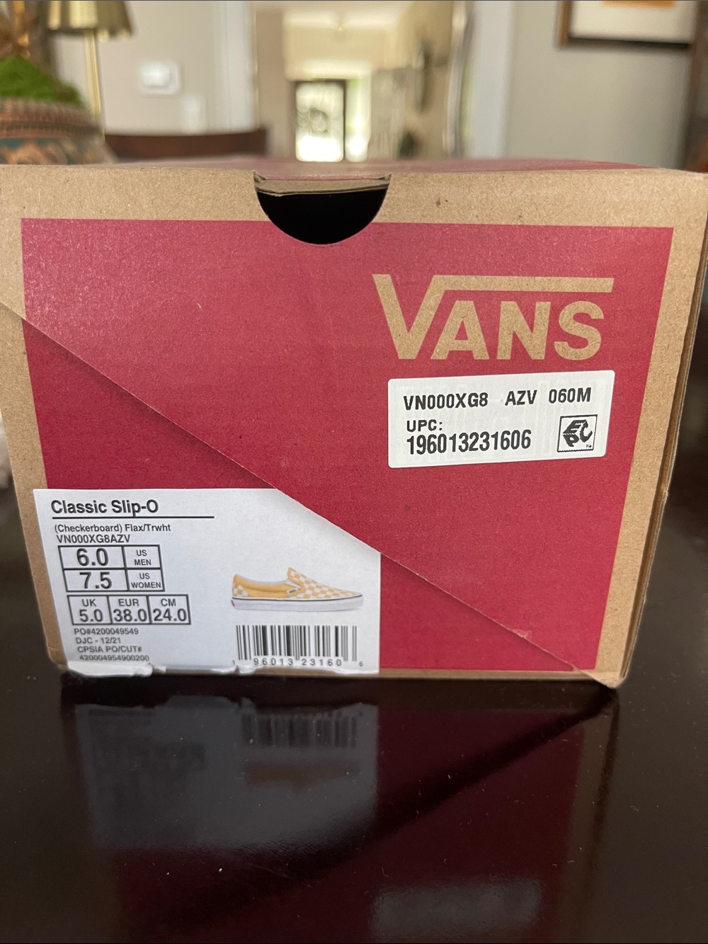 Vans Color Theory Classic Slip-On Checkerboard Sneakers - Golden Glow Size 7.5 - Picture 11 of 11